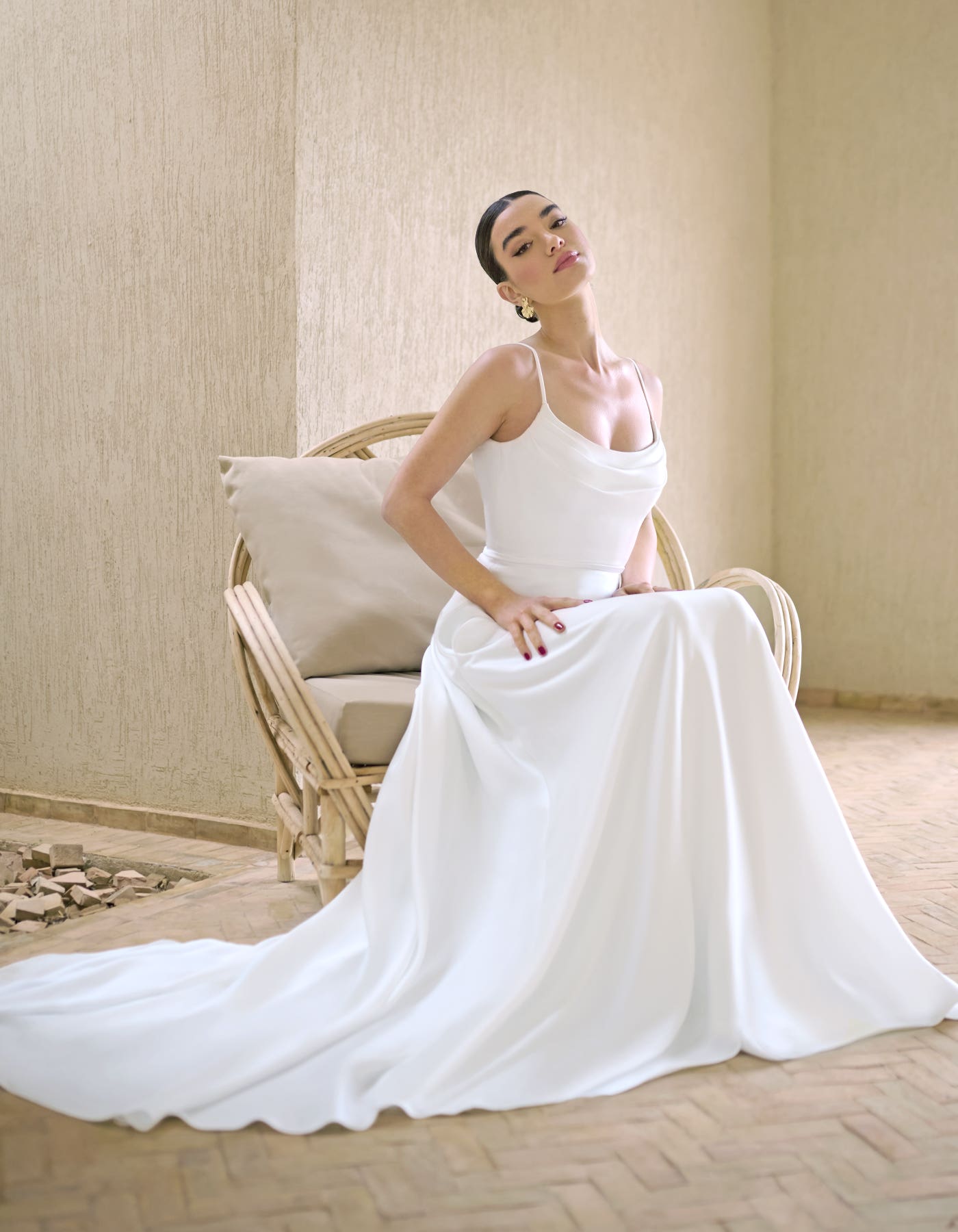Alber a simple slim A-line with cowl neck | wed2b Alber a simple slim A-line with cowl neck | wed2b