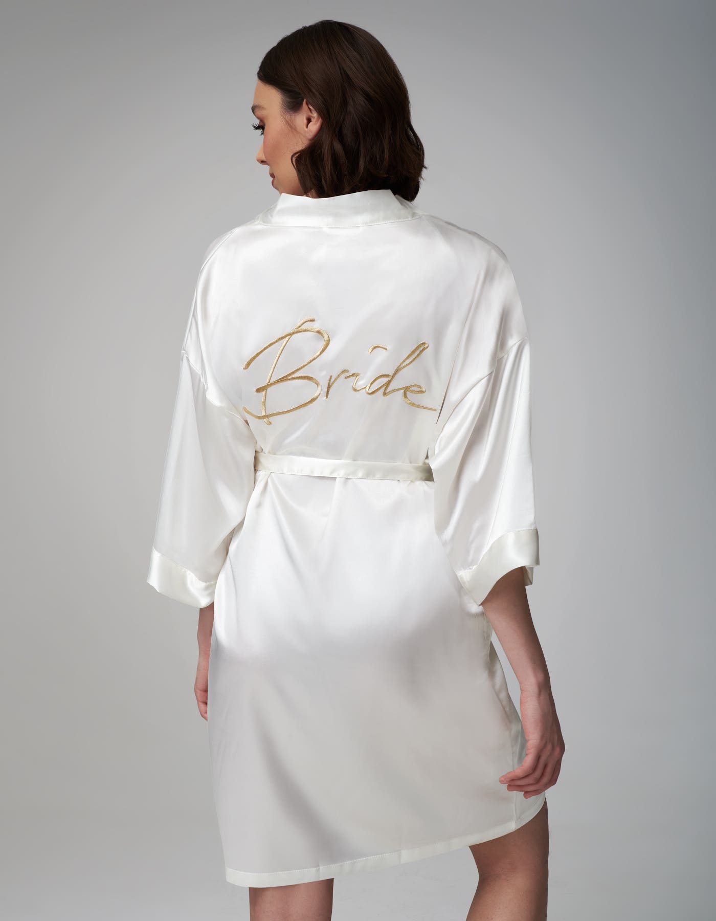Ivory Bride satin kimono style dressing gown | wed2b Ivory Bride satin kimono style dressing gown | wed2b