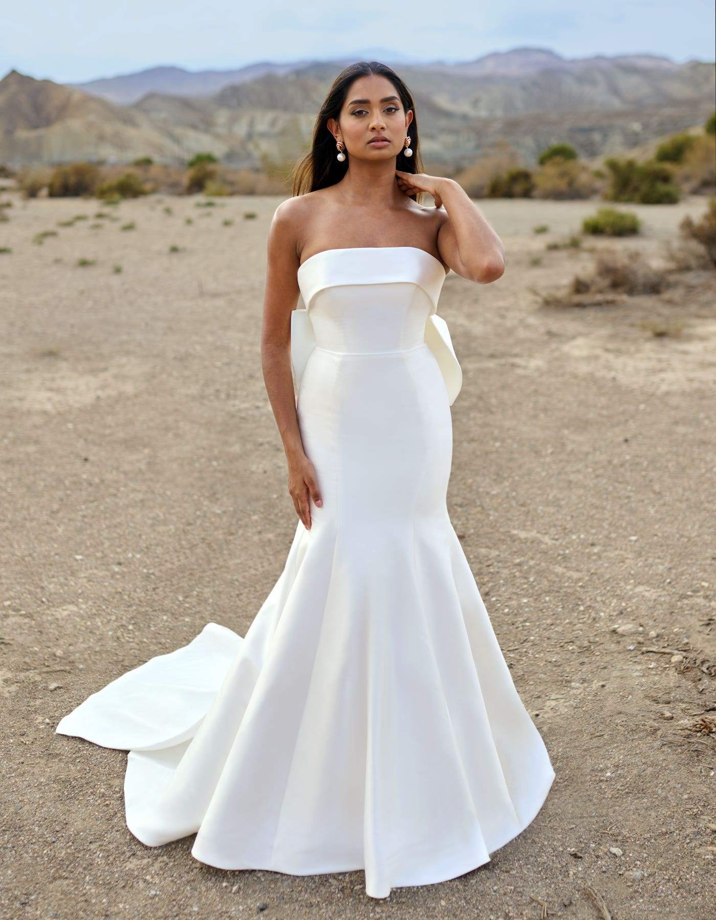 mikado mermaid wedding dress Lou: Mikado Mermaid Gown with Square Neckline and V-Back