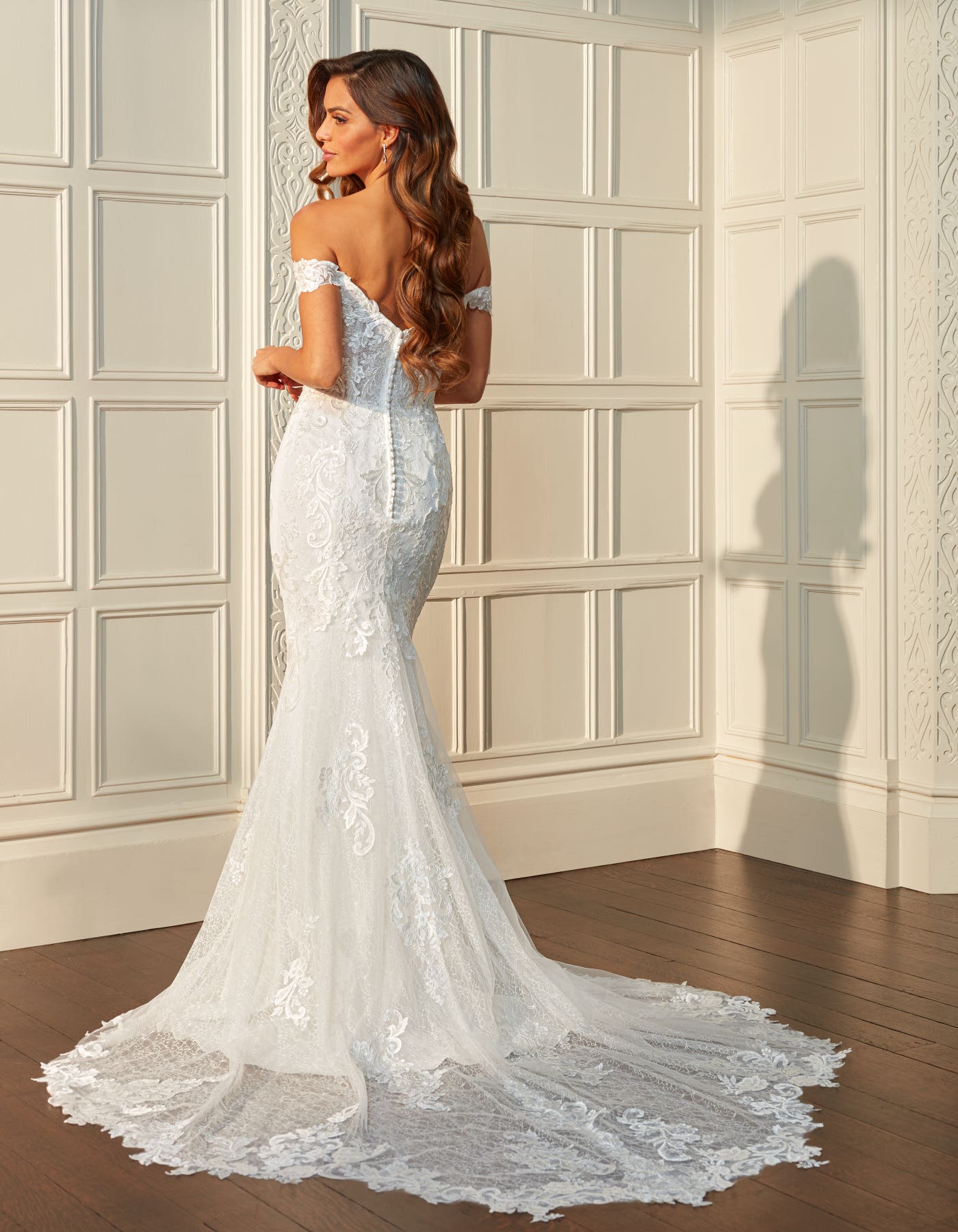 Bruna a lace sheath with draped straps and sheer bodice | wed2b Bruna a lace sheath with draped straps and sheer bodice | wed2b