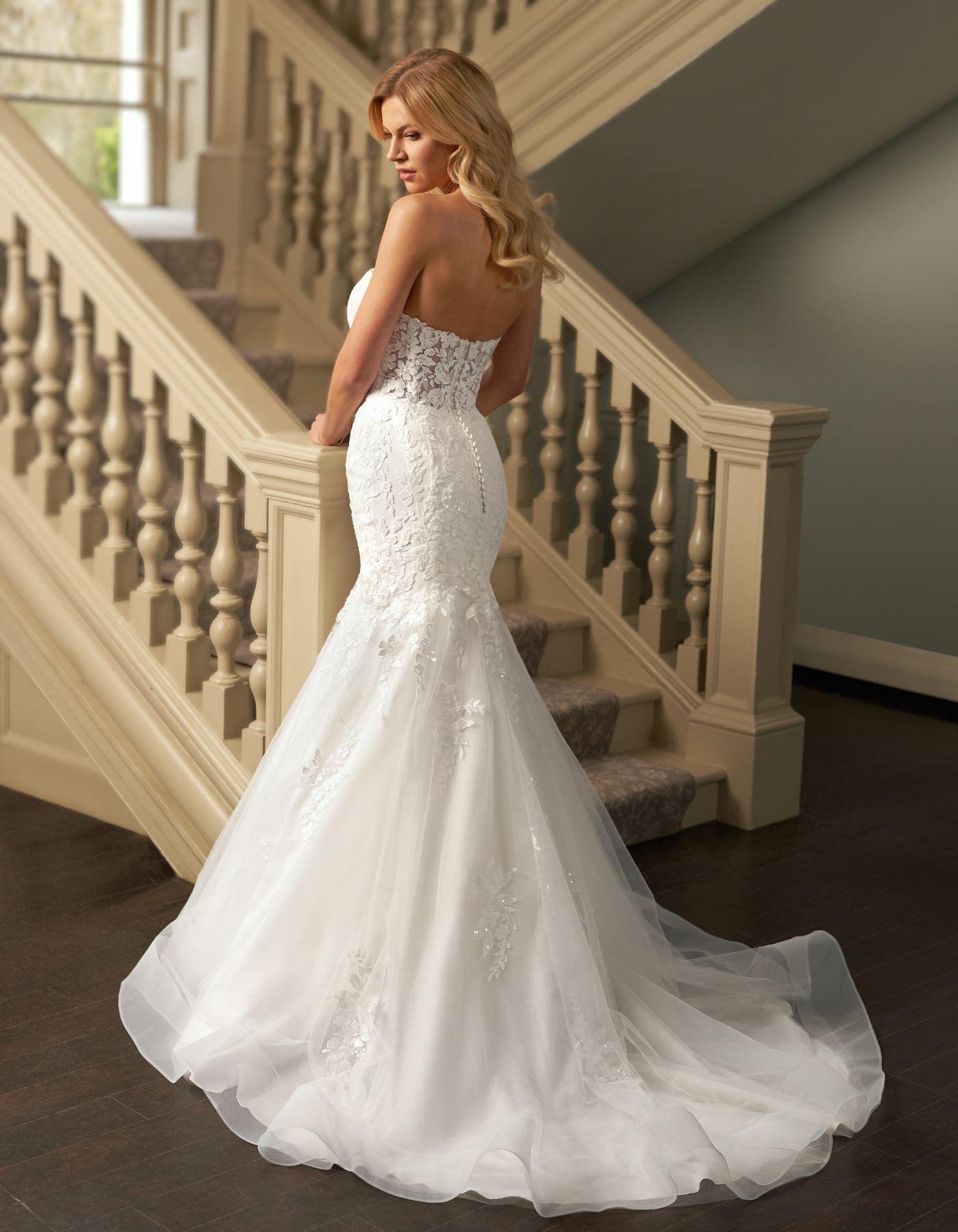 Cheyanne a strapless mermaid dress with floral lace | wed2b Cheyanne a strapless mermaid dress with floral lace | wed2b