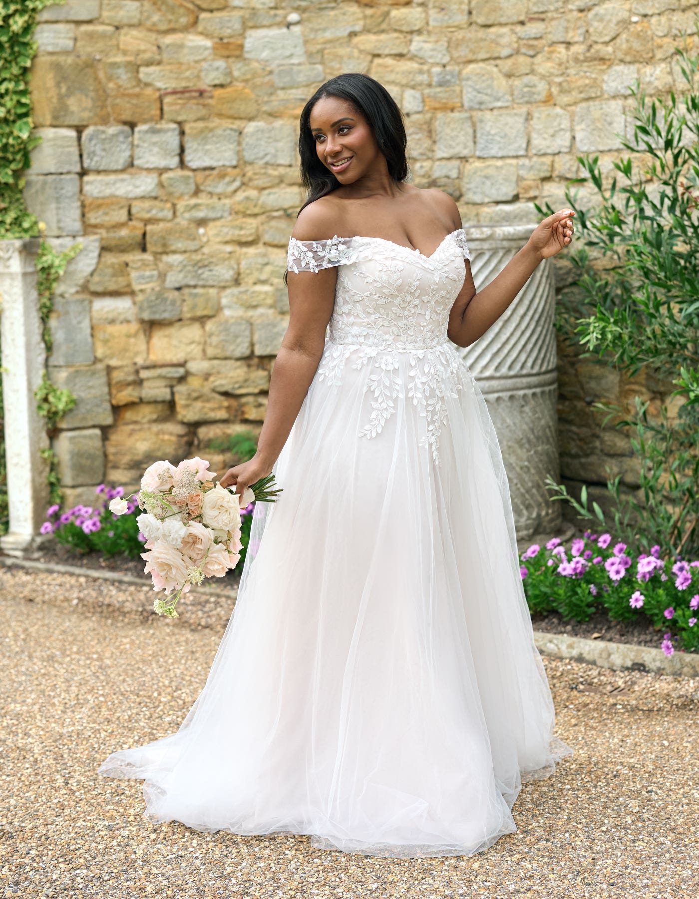 Chloe a soft A-line with floral lace | wed2b Chloe a soft A-line with floral lace | wed2b