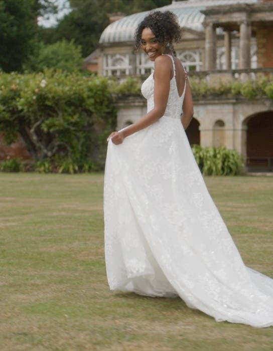 Coral an A-line wedding dress with sequin embroidery | wed2b Coral an A-line wedding dress with sequin embroidery | wed2b