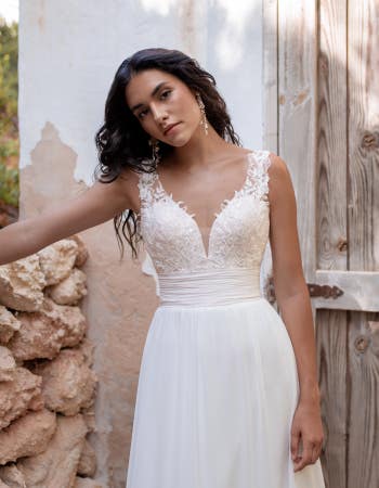 Luca - a stunning lace and crepe sheath | wed2b Luca - a stunning lace and crepe sheath | wed2b
