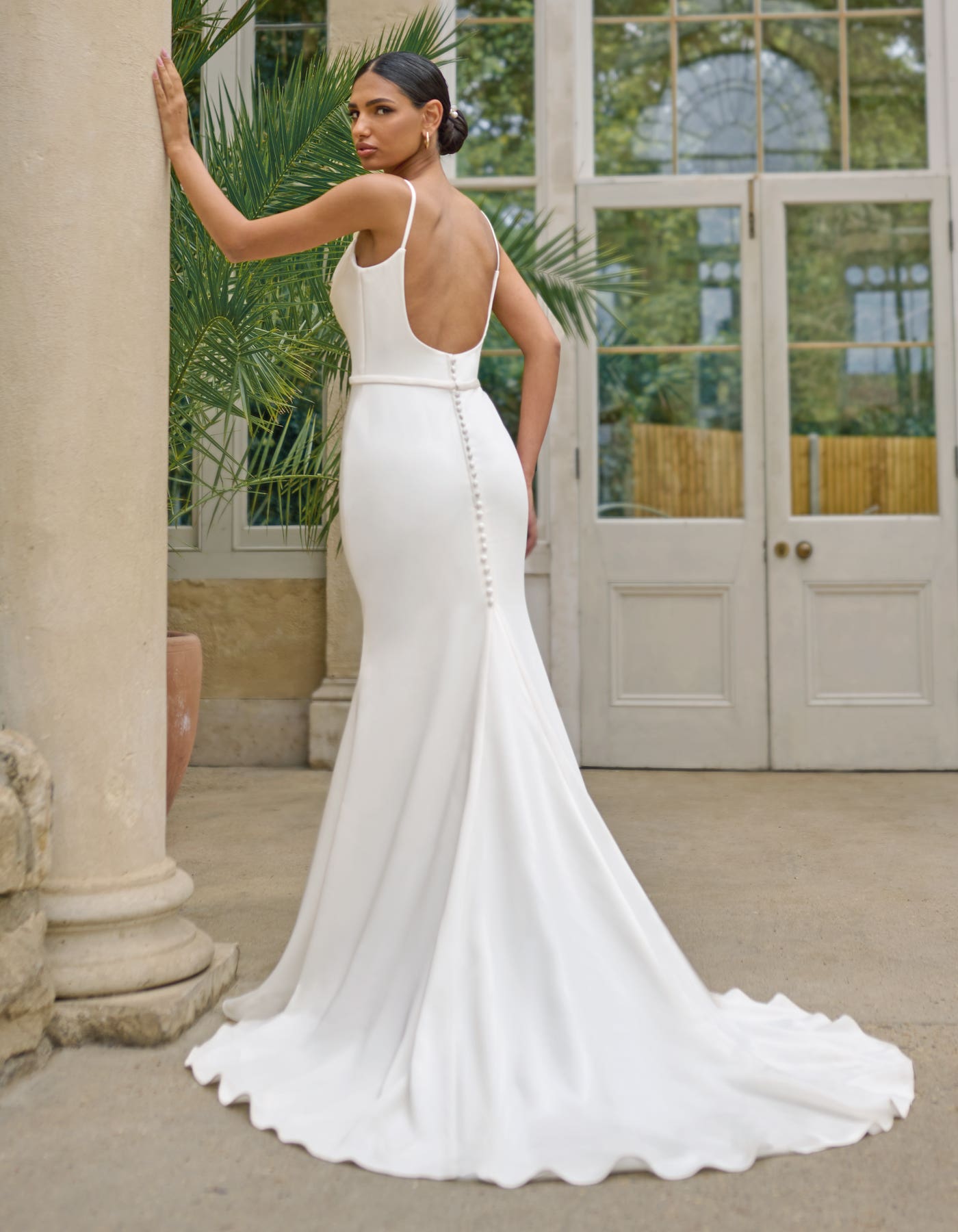 Daniel a simple sheath gown with cowl neckline | wed2b Daniel a simple sheath gown with cowl neckline | wed2b