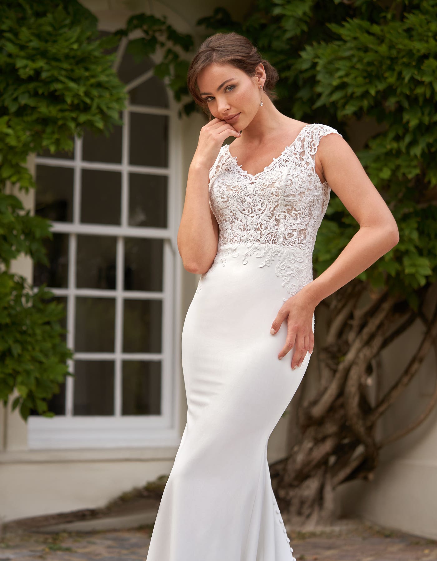 ELETTA a simple wedding dress with matte lace | wed2b ELETTA a simple wedding dress with matte lace | wed2b