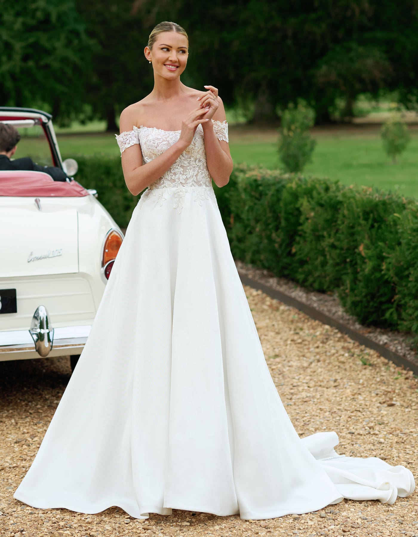 Erin a mikado A-line with lace bodice | wed2b Erin a mikado A-line with lace bodice | wed2b