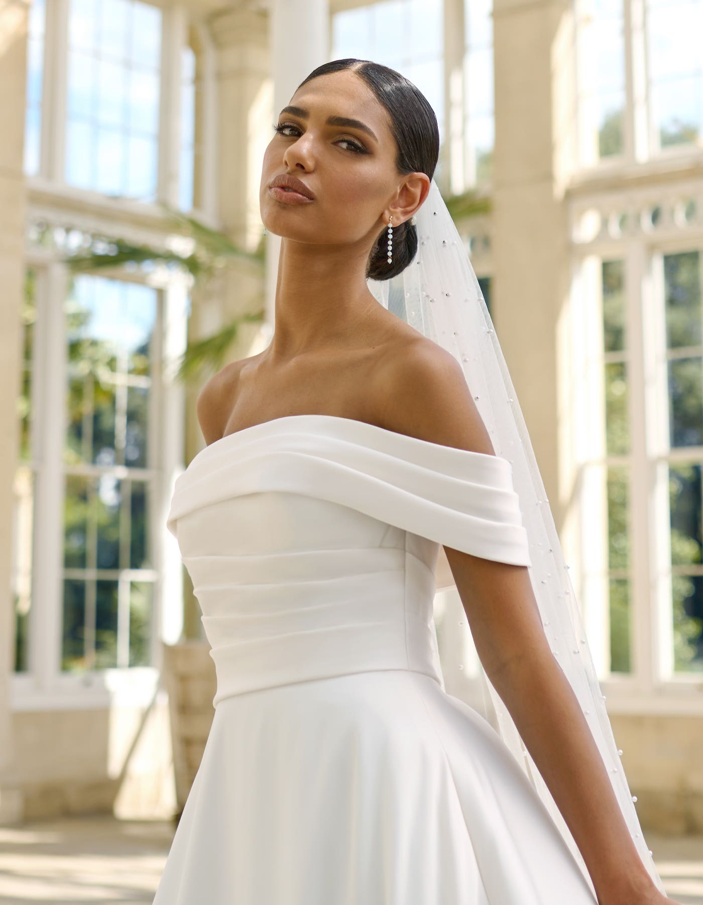 Fillipa a single tier veil encrusted in classic pearls | wed2b Fillipa a single tier veil encrusted in classic pearls | wed2b