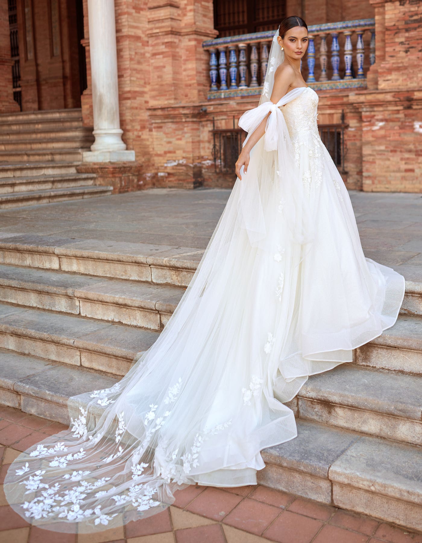 Imani a Chapel length veil with lace | wed2b Imani a Chapel length veil with lace | wed2b