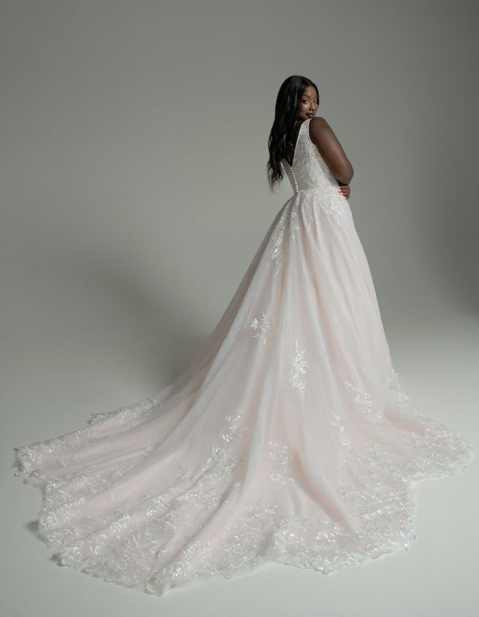 Karolina - a lace and tulle A-line with illusion bodice