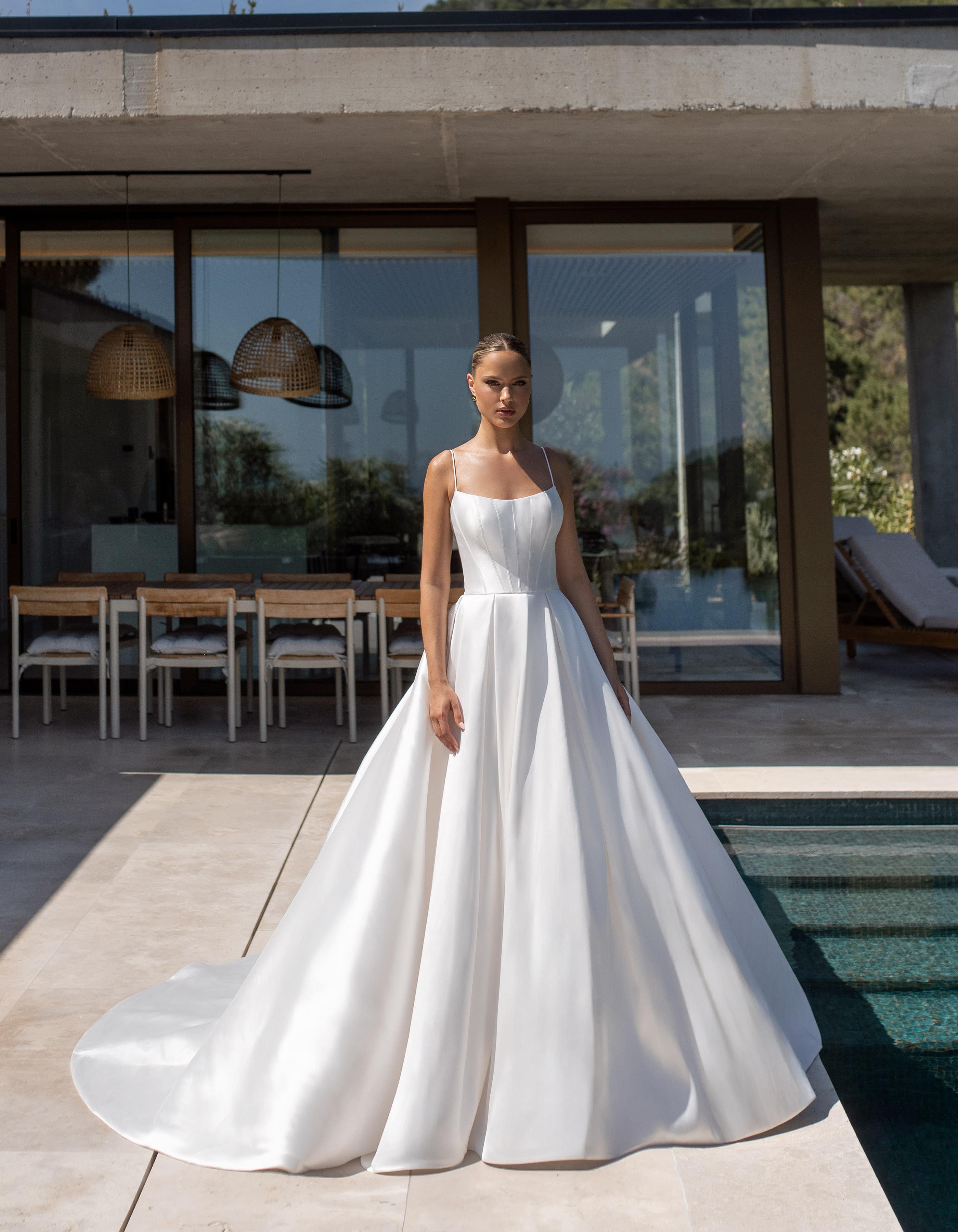 Lisbon - a Mikado ballgown with spaghetti straps