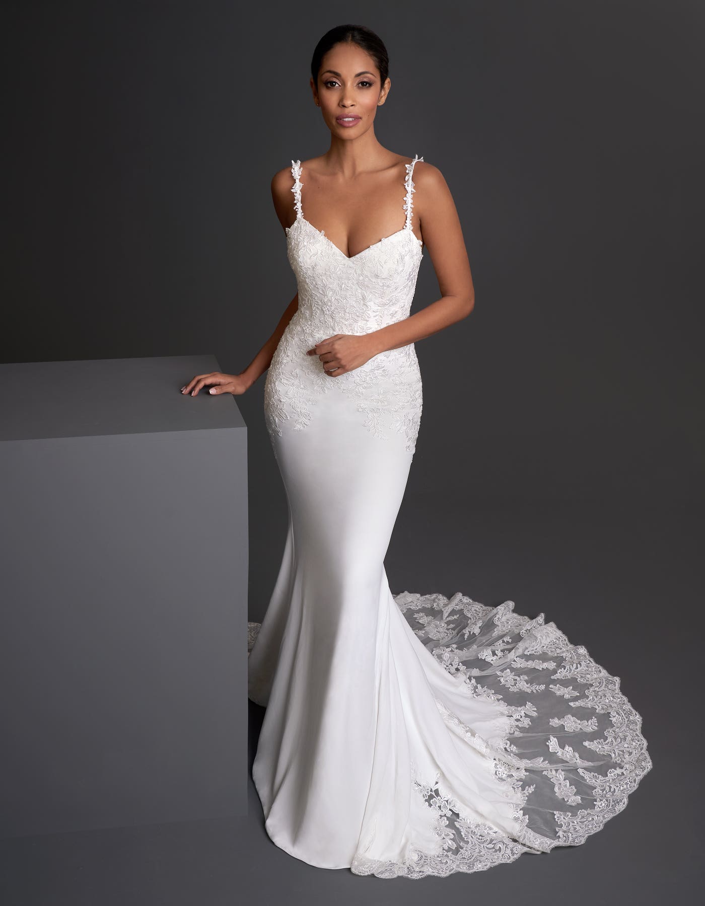 Luca - a stunning lace and crepe sheath | wed2b Luca - a stunning lace and crepe sheath | wed2b