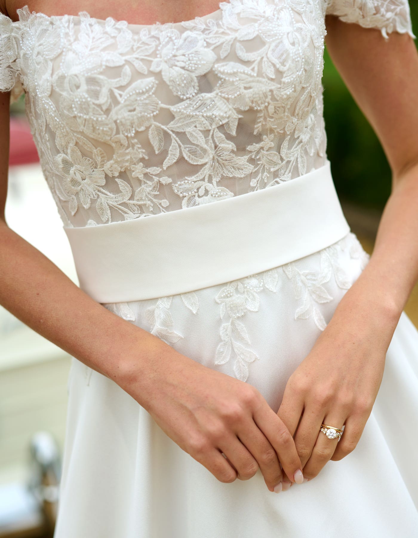 Erin a mikado A-line with lace bodice | wed2b Erin a mikado A-line with lace bodice | wed2b