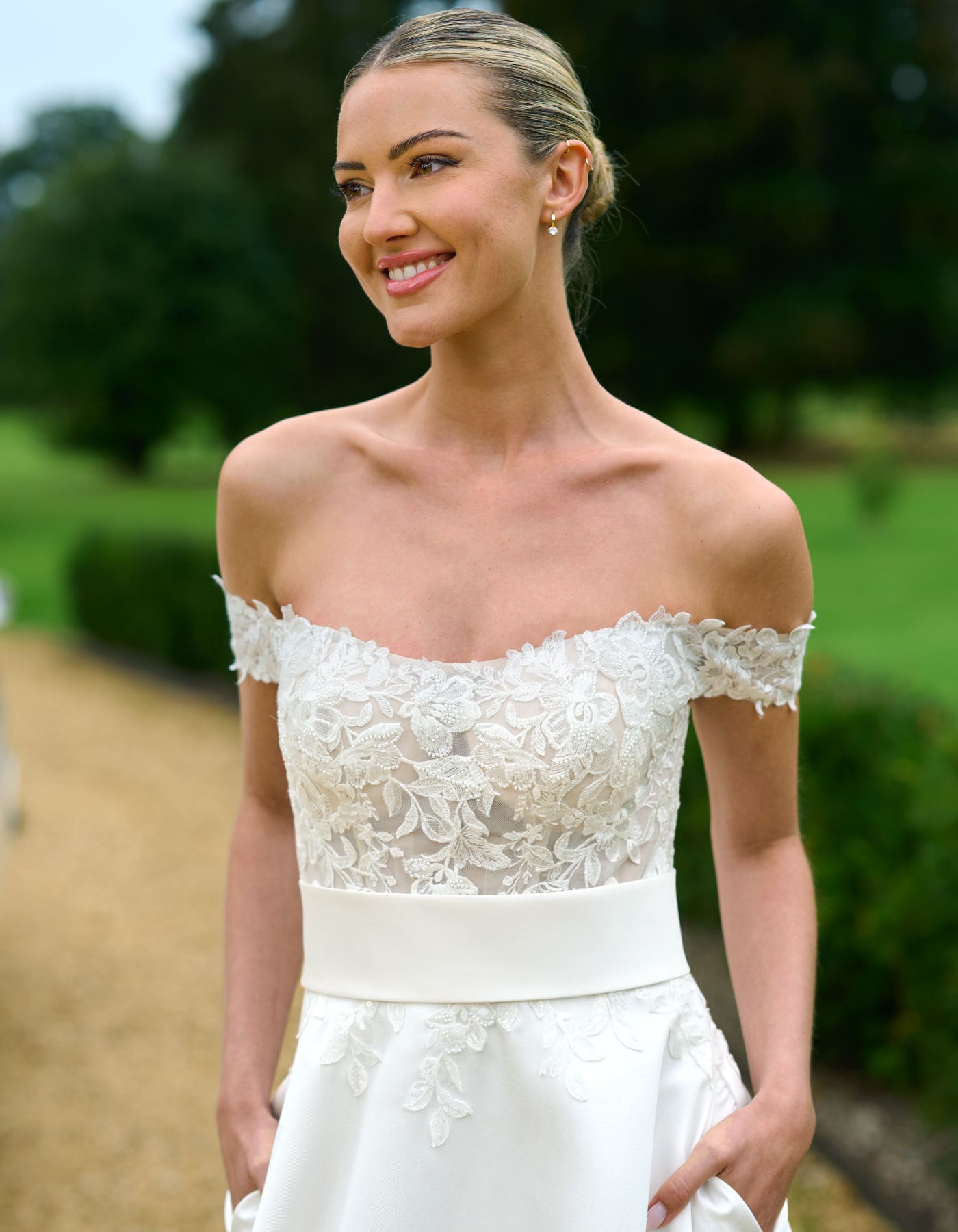 Erin a mikado A-line with lace bodice | wed2b Erin a mikado A-line with lace bodice | wed2b