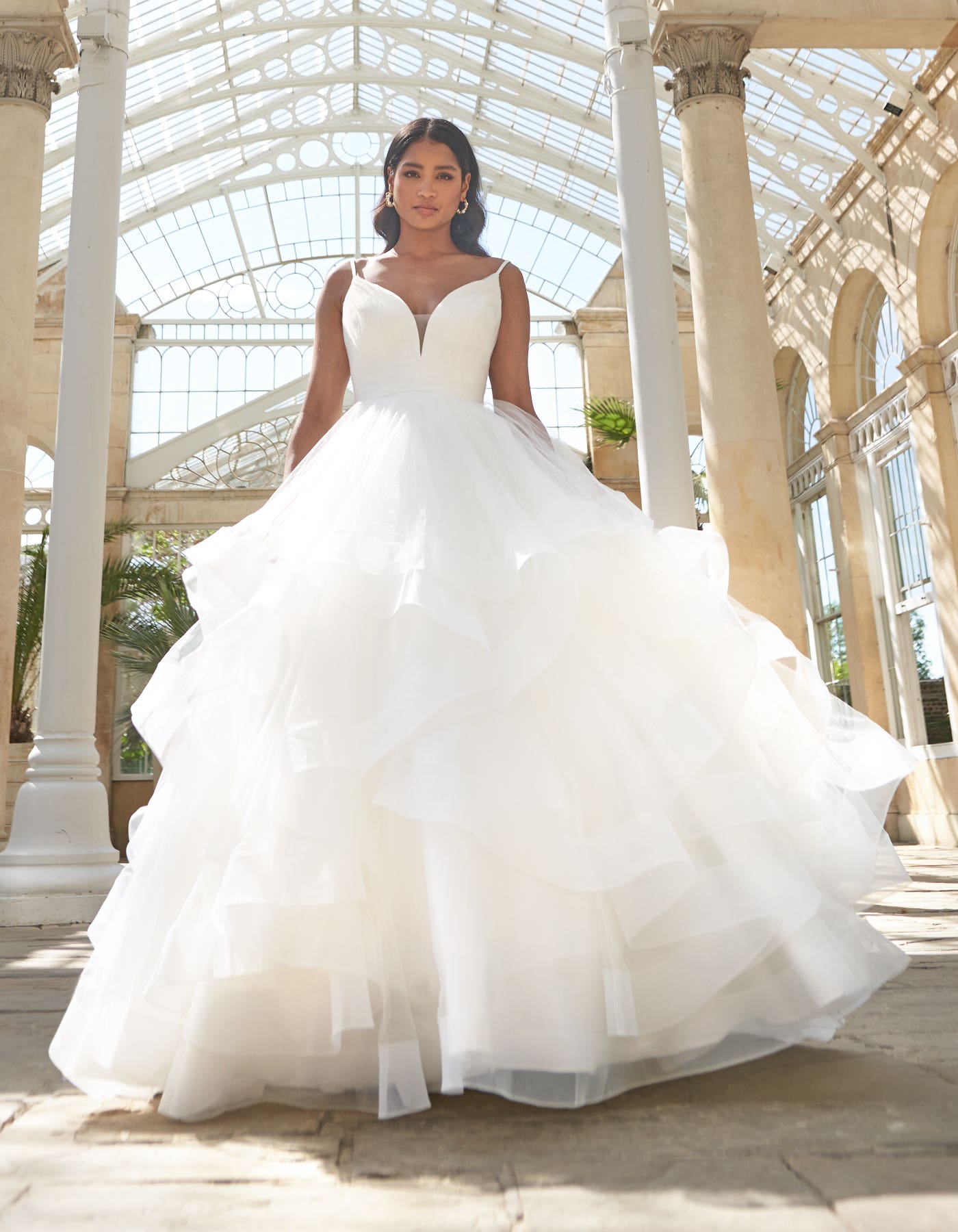 MICAH a tulle ballgown with ruffle waterfall skirt | wed2b MICAH a tulle ballgown with ruffle waterfall skirt | wed2b