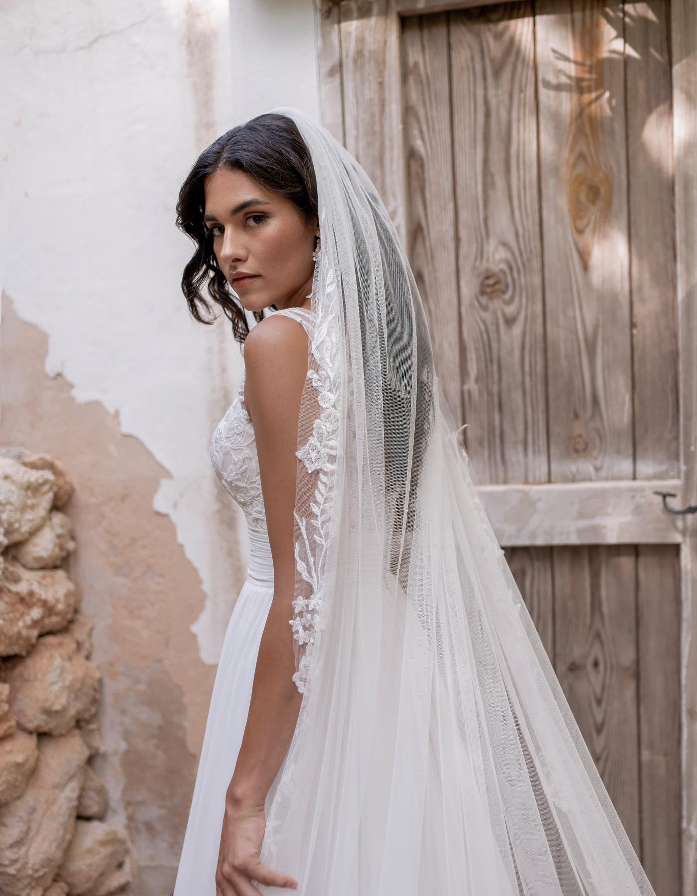 Monae a single tier modern botanical lace veil | wed2b Monae a single tier modern botanical lace veil | wed2b