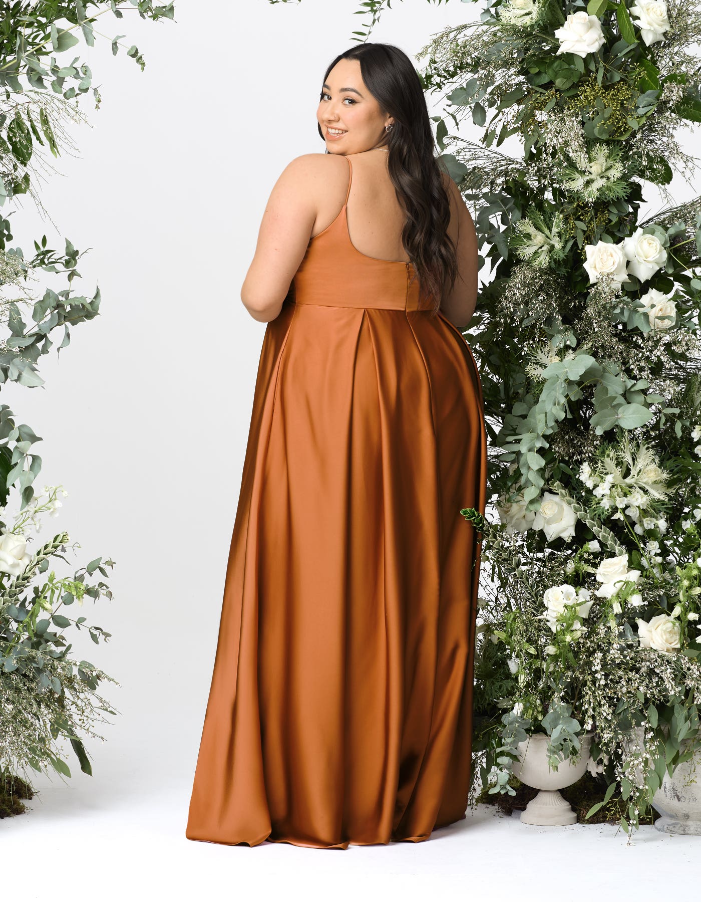 Monte a modern satin bridesmaids dress with cowl neck and pockets | wed2b Monte a modern satin bridesmaids dress with cowl neck and pockets | wed2b