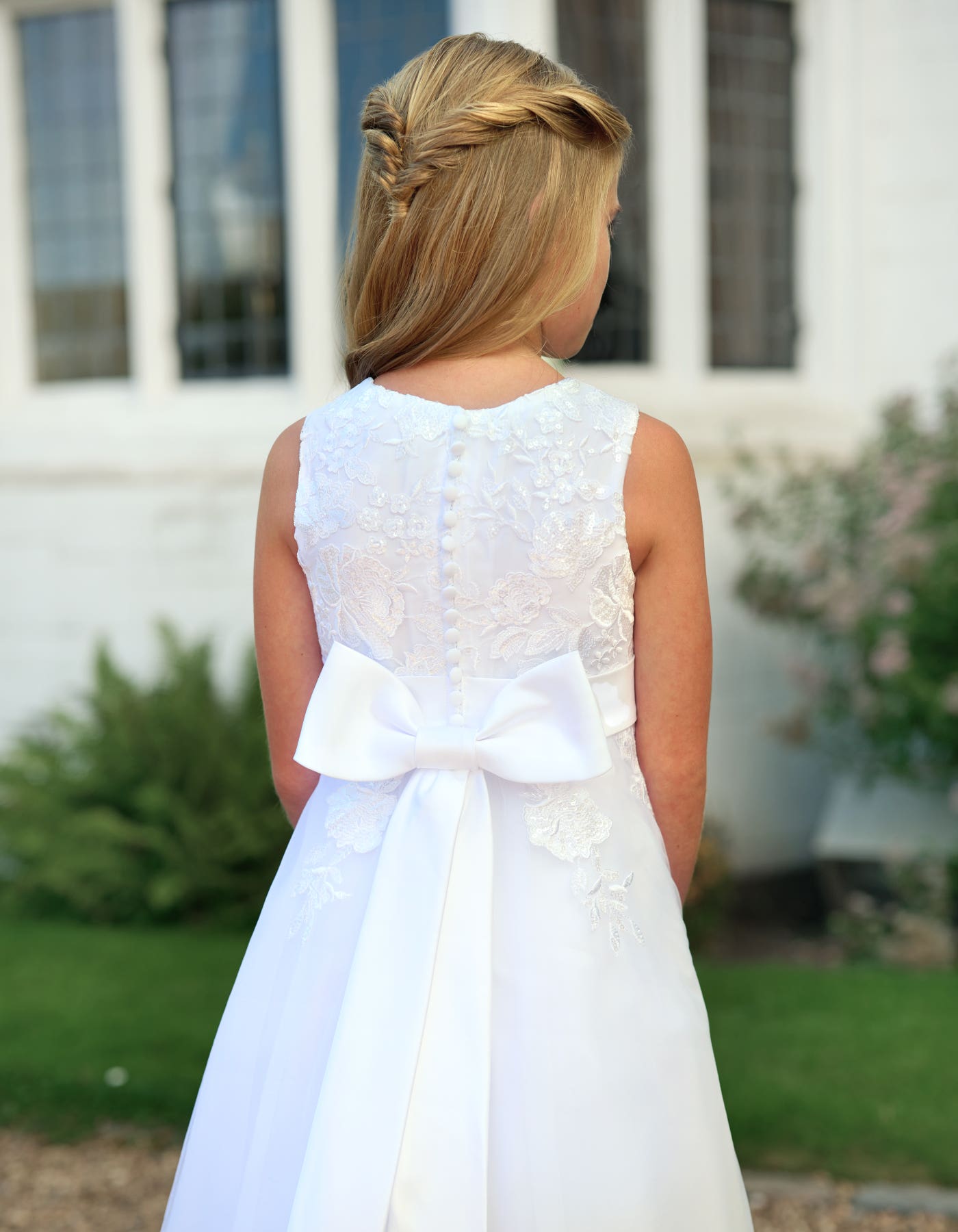 Orla holy communion dress - a classic floral lace dress with a bow back - Serena Rae | wed2b Orla holy communion dress - a classic floral lace dress with a bow back - Serena Rae | wed2b