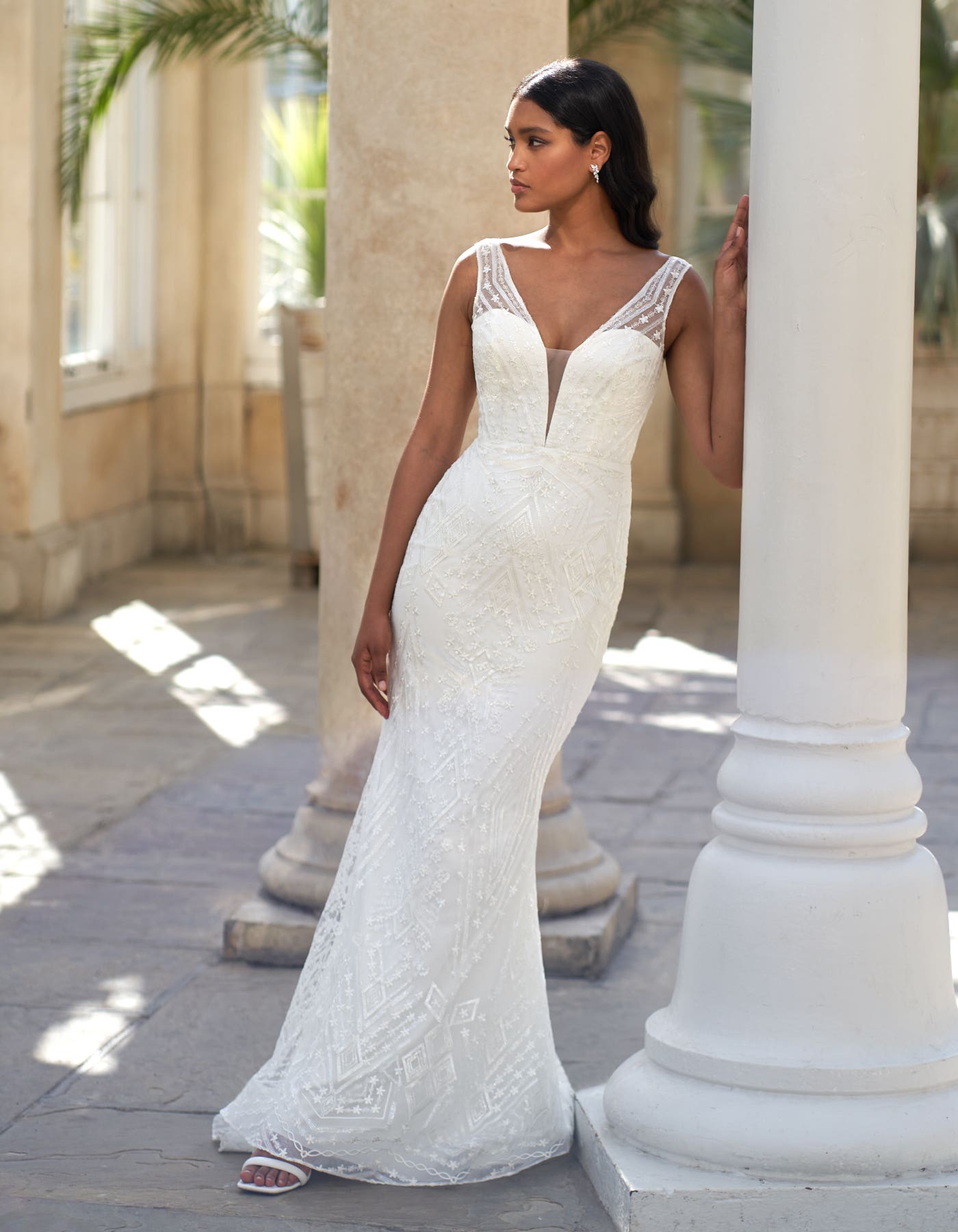 SCOUT an art deco inspired sheath with plunging neckline | wed2b SCOUT an art deco inspired sheath with plunging neckline | wed2b