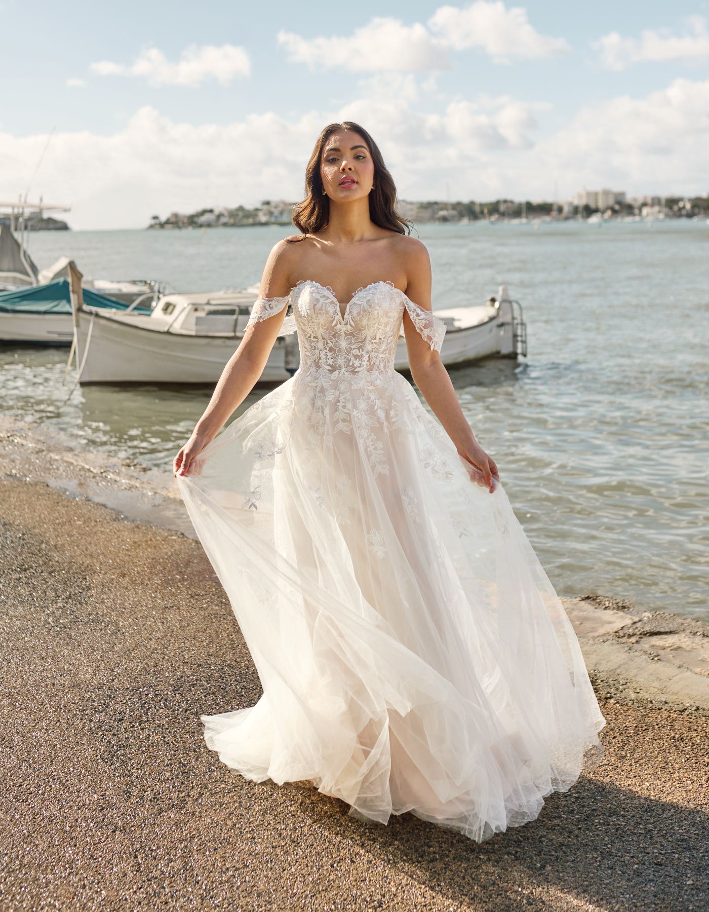 Tarnie an off-the-shoulder slim A-line | wed2b Tarnie an off-the-shoulder slim A-line | wed2b
