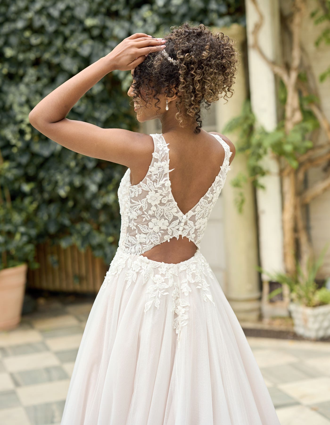 Vallie a sparkling glitter A-line with lace | wed2b Vallie a sparkling glitter A-line with lace | wed2b