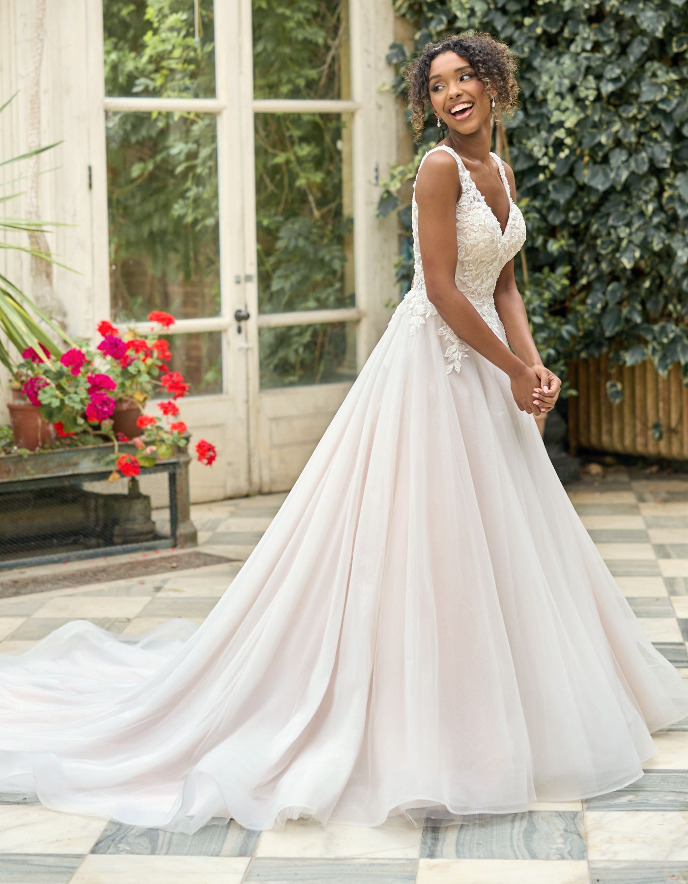 Vallie a sparkling glitter A-line with lace | wed2b Vallie a sparkling glitter A-line with lace | wed2b