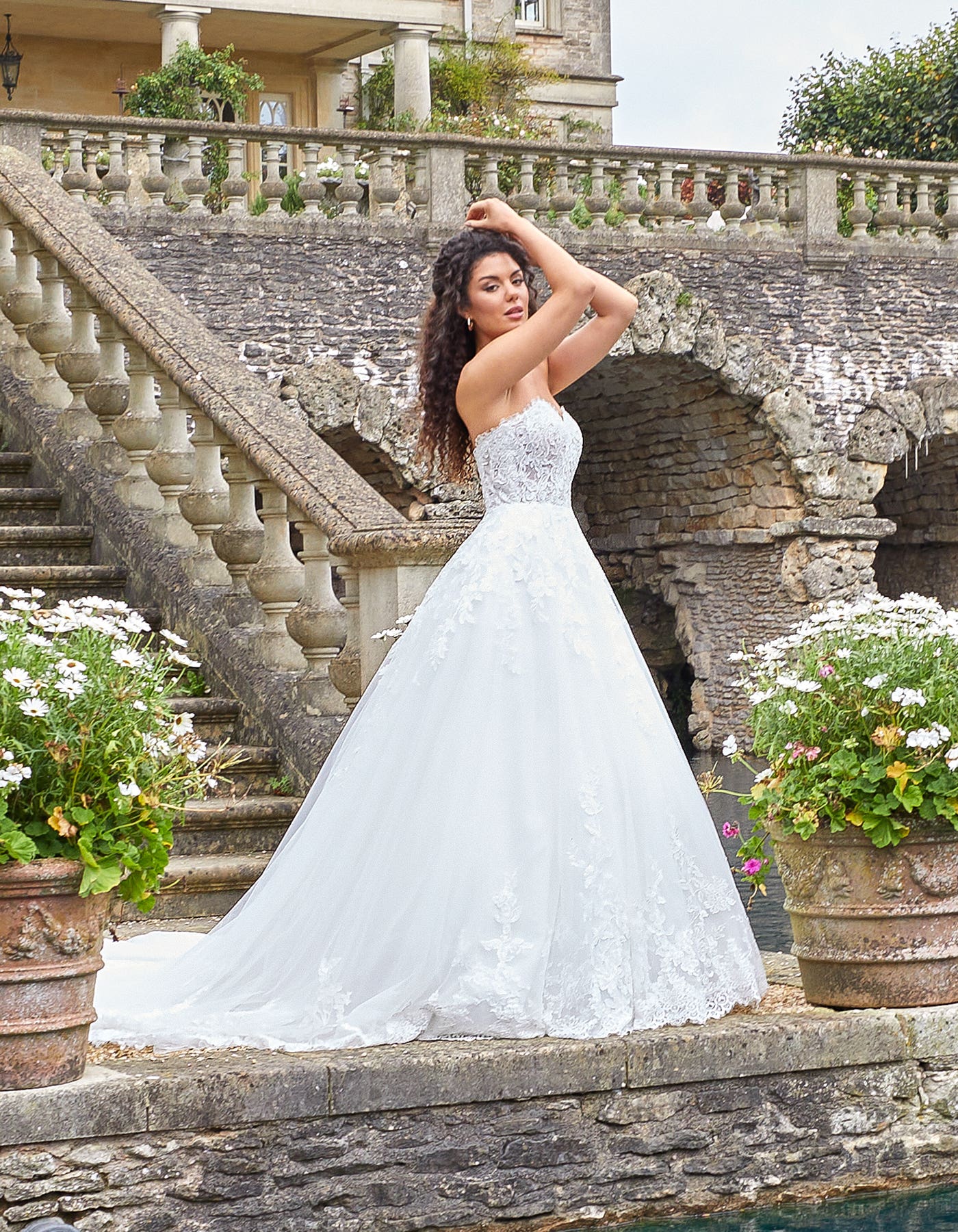 Vittoria a strapless A-line with Chantilly lace | wed2b Vittoria a strapless A-line with Chantilly lace | wed2b