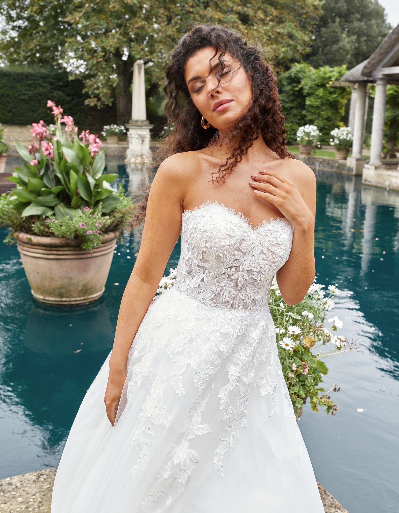 Vittoria a strapless A-line with Chantilly lace | wed2b Vittoria a strapless A-line with Chantilly lace | wed2b
