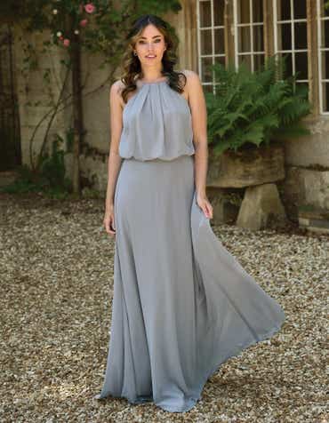 sachin and babi light blue dress Yeji Blue Grey Sparkly Maxi Dress w/ Embroidery main image 0
