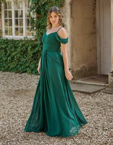 princess polly baby blue dress Pleated Bridesmaids Maxi Dress, Dark Green – Jolie Moi Retail main image 0