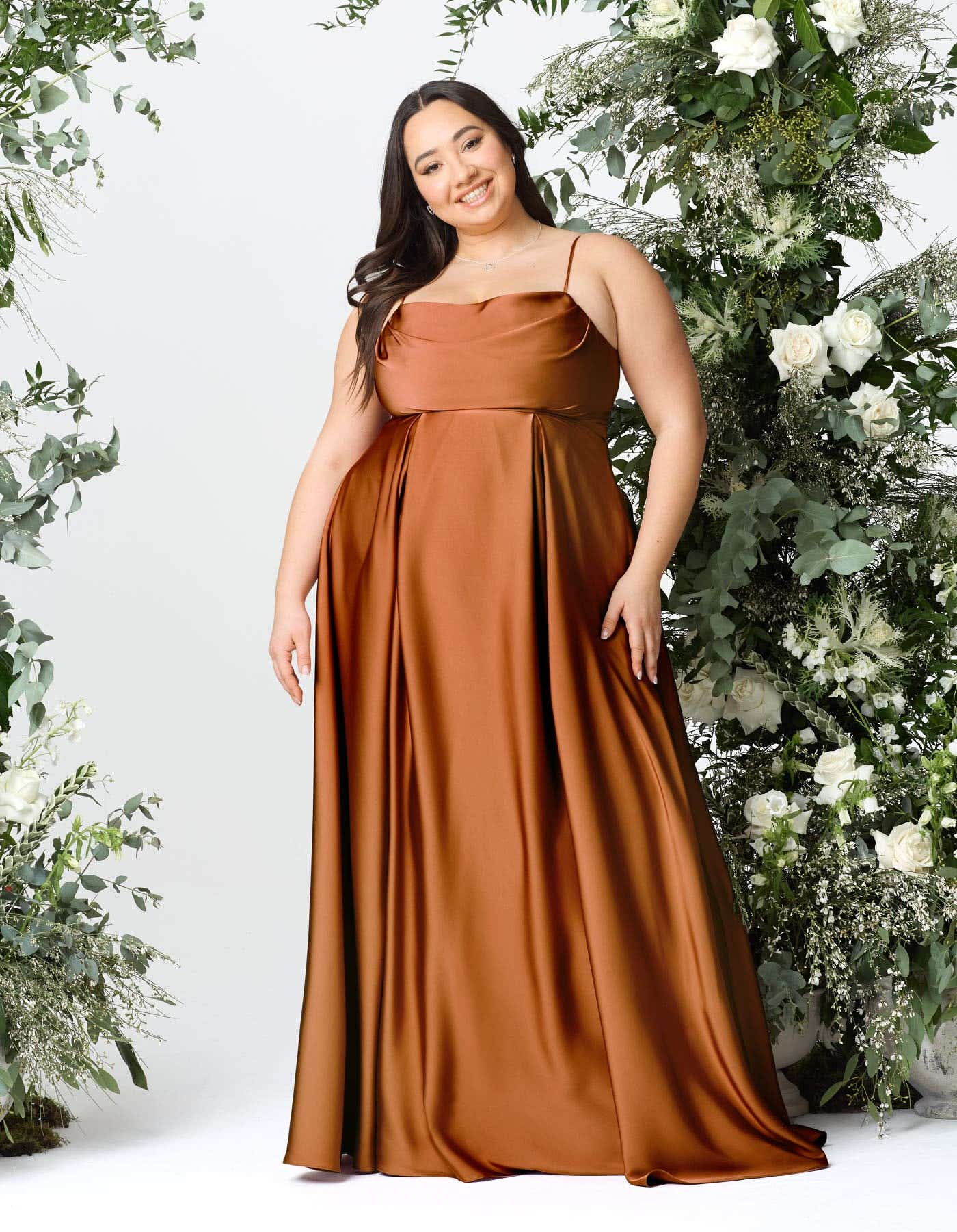 strapless open back dress Adelphia Rust V-Neck Chiffon Maxi Dress main image 1