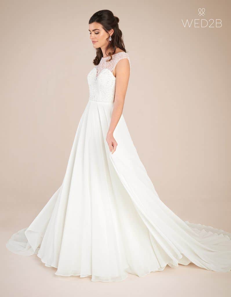 Front view of Darian by Viva Bride, an alternative to a stunning lace wedding dress