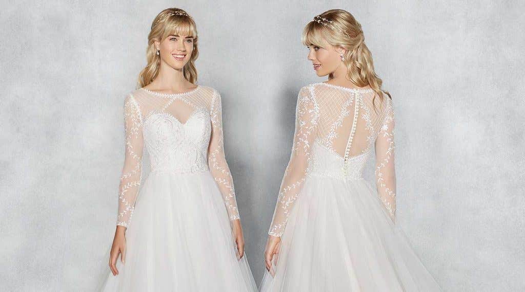 Intricate illusion neckline wedding dresses