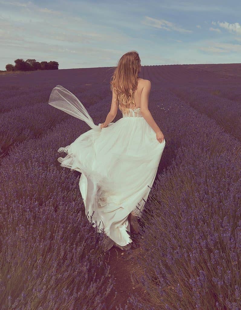Alicia back view, a boho wedding dress