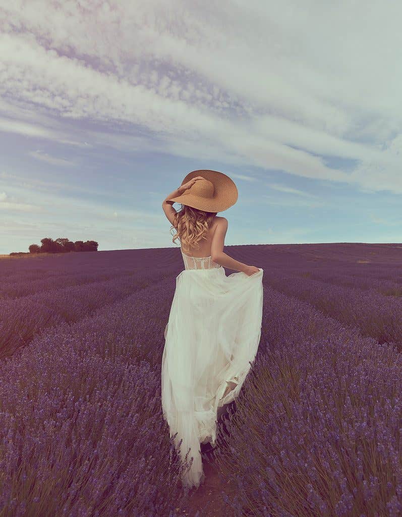Back view of Alicia, a boho wedding dress