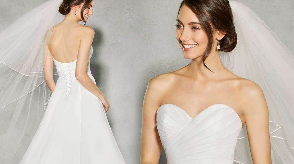 Three breathtaking strapless wedding dresses