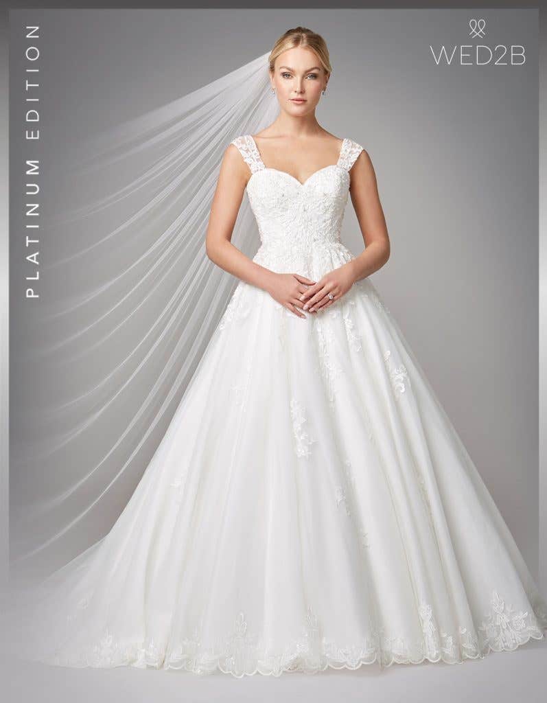 Front view of wedding dress with straps Karolina