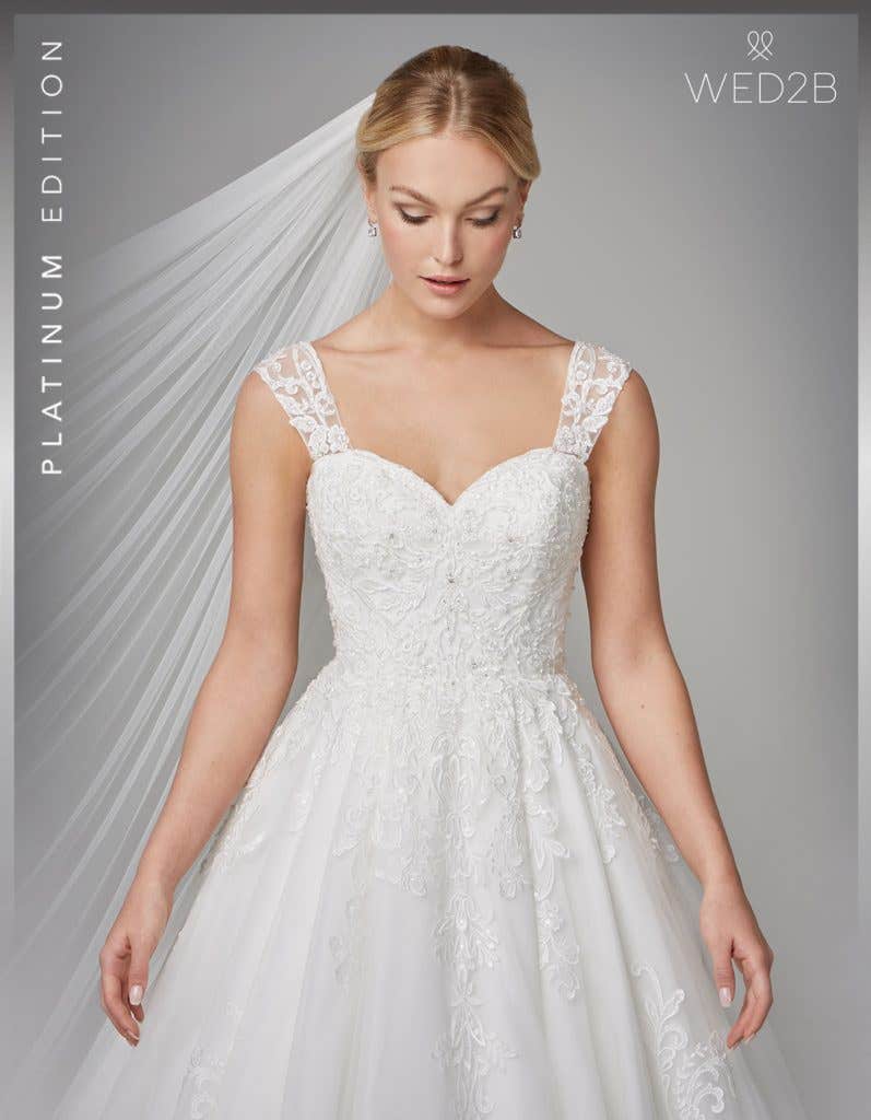 Front crop view of wedding dress with straps Karolina