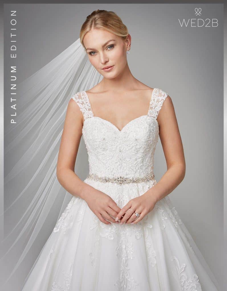 Front crop2 view of wedding dress with straps Karolina