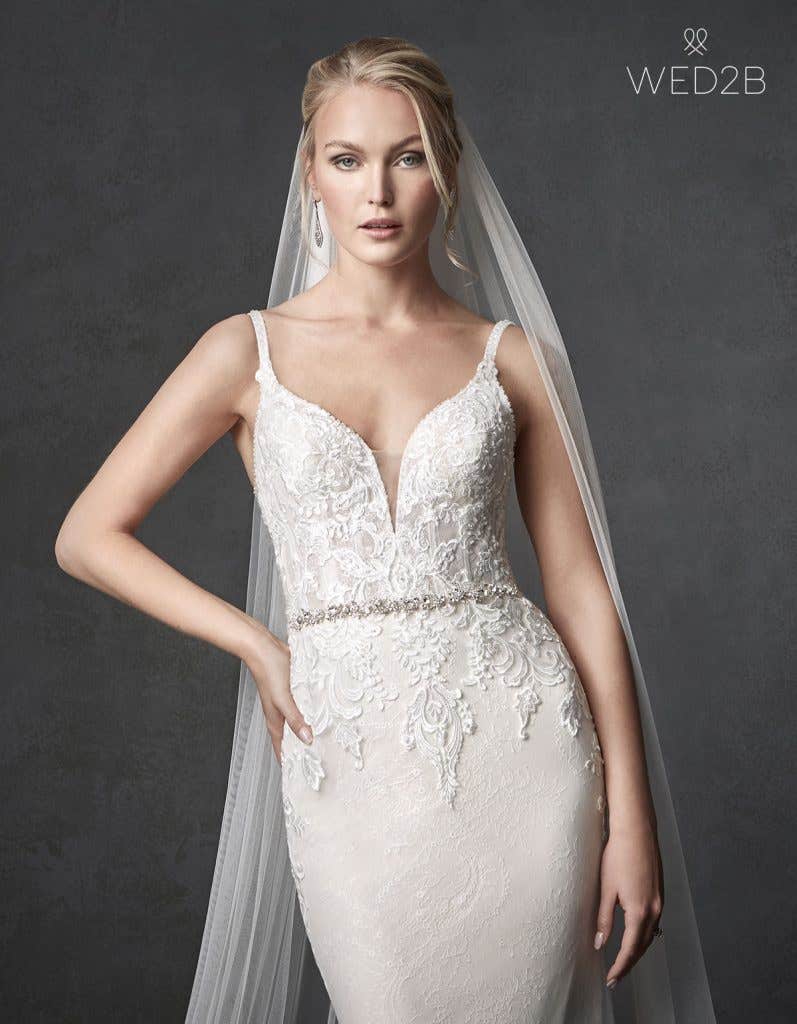 Front crop2 view of wedding dress with straps Syrah