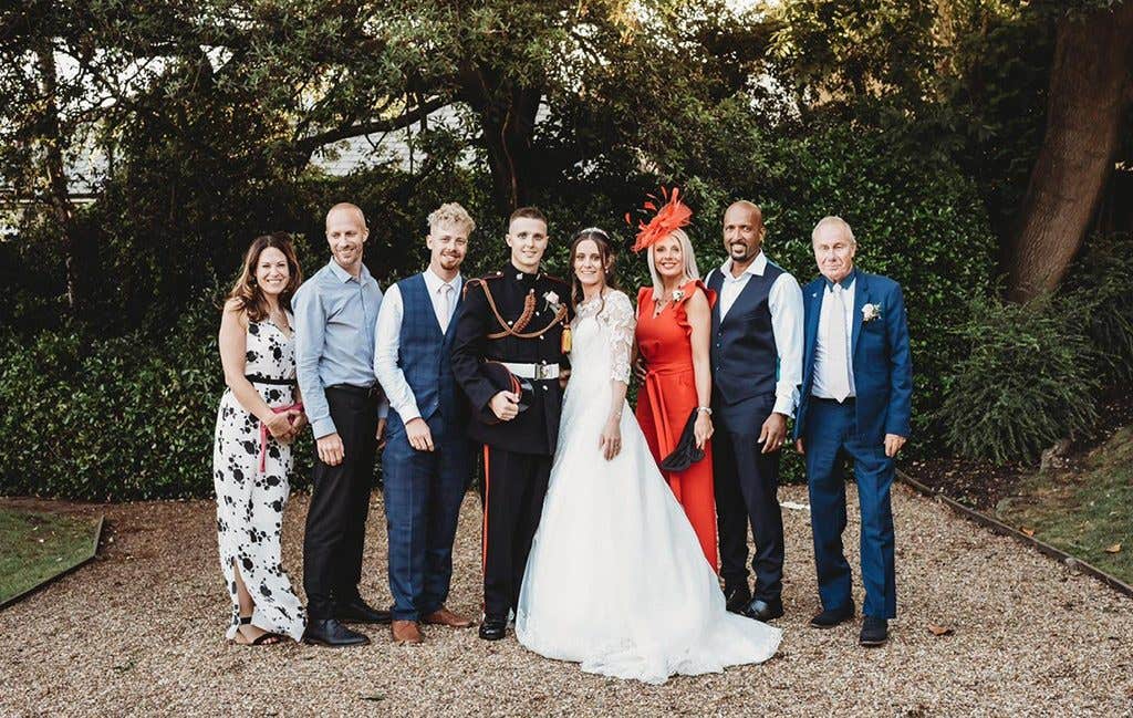 A family group shot at this couples townhouse wedding