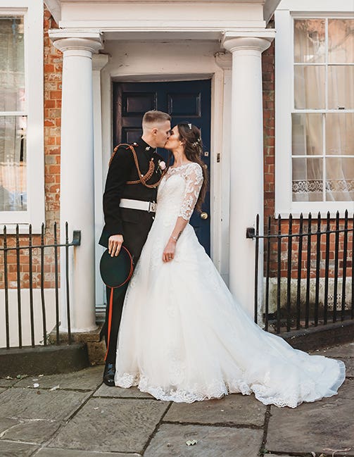 The married couple at their townhouse wedding