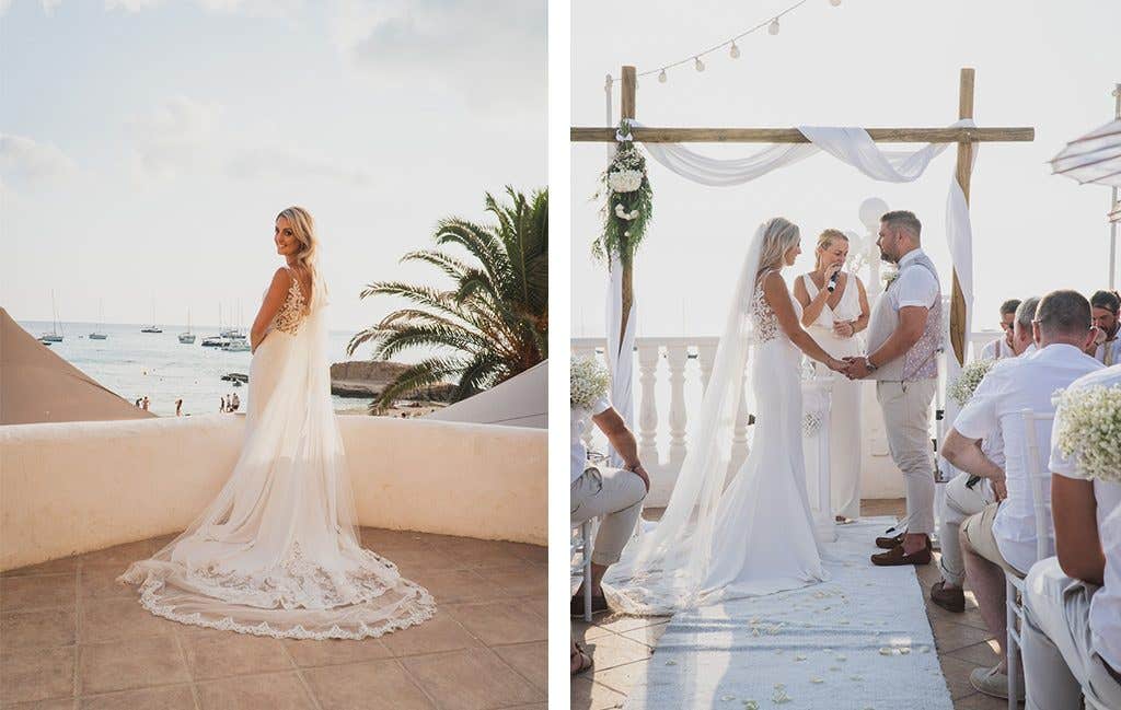 Saying "I do" at their Ibiza wedding