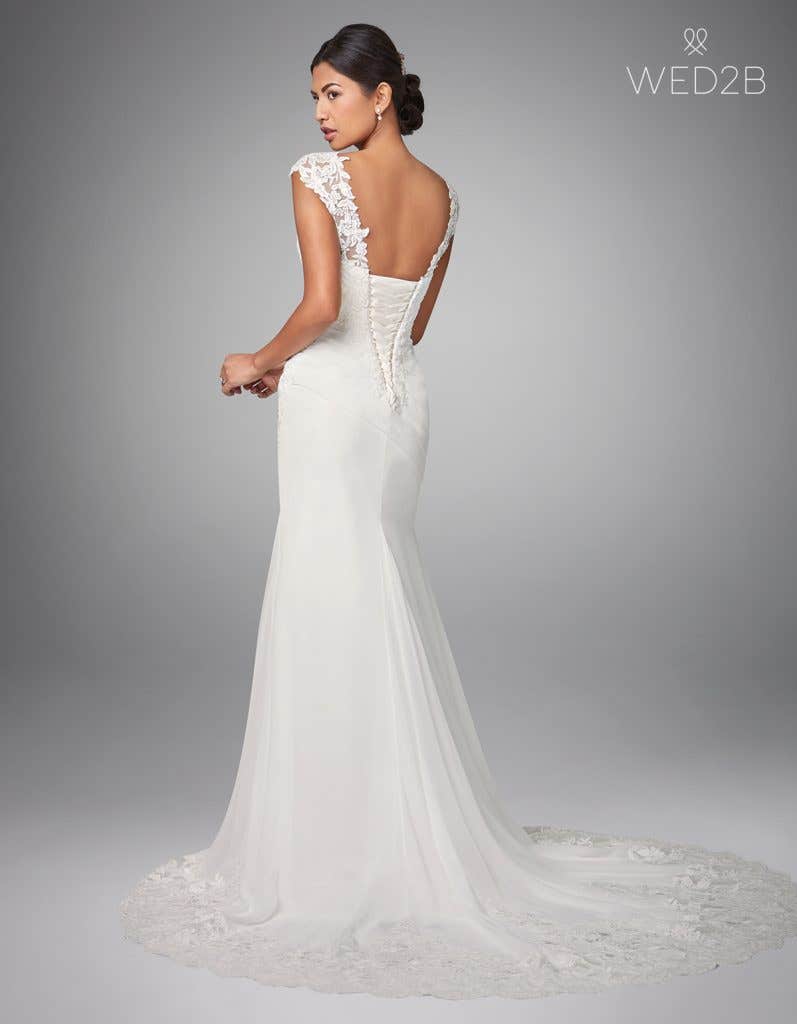 Back view of pleated wedding dress Adina by Anna Sorrano