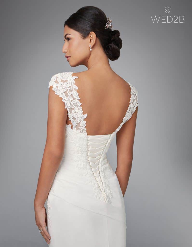 Back view of pleated wedding dress Adina by Anna Sorrano