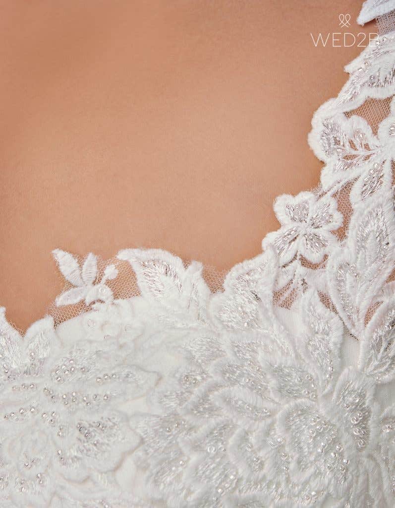 Detailed view of pleated wedding dress Adina by Anna Sorrano