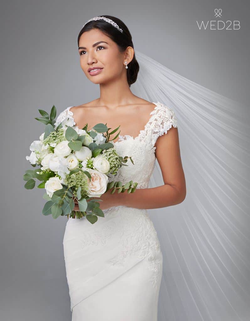 Front view of pleated wedding dress Adina by Anna Sorrano