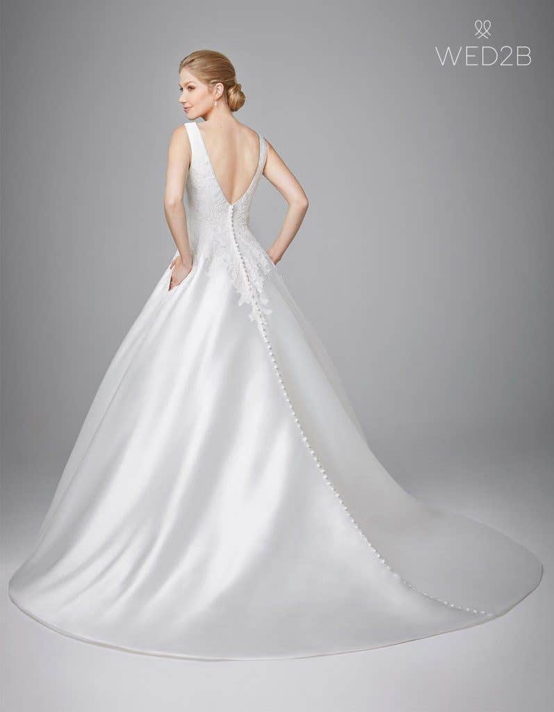 Back view of pleated wedding dress Phillipa by Anna Sorrano
