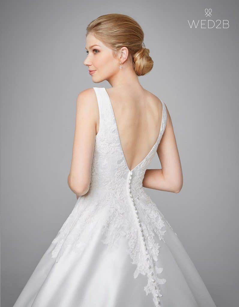 Back view of pleated wedding dress Phillipa by Anna Sorrano