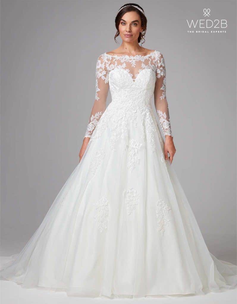 Stephanie a long sleeve lace wedding dress by Anna Sorrano